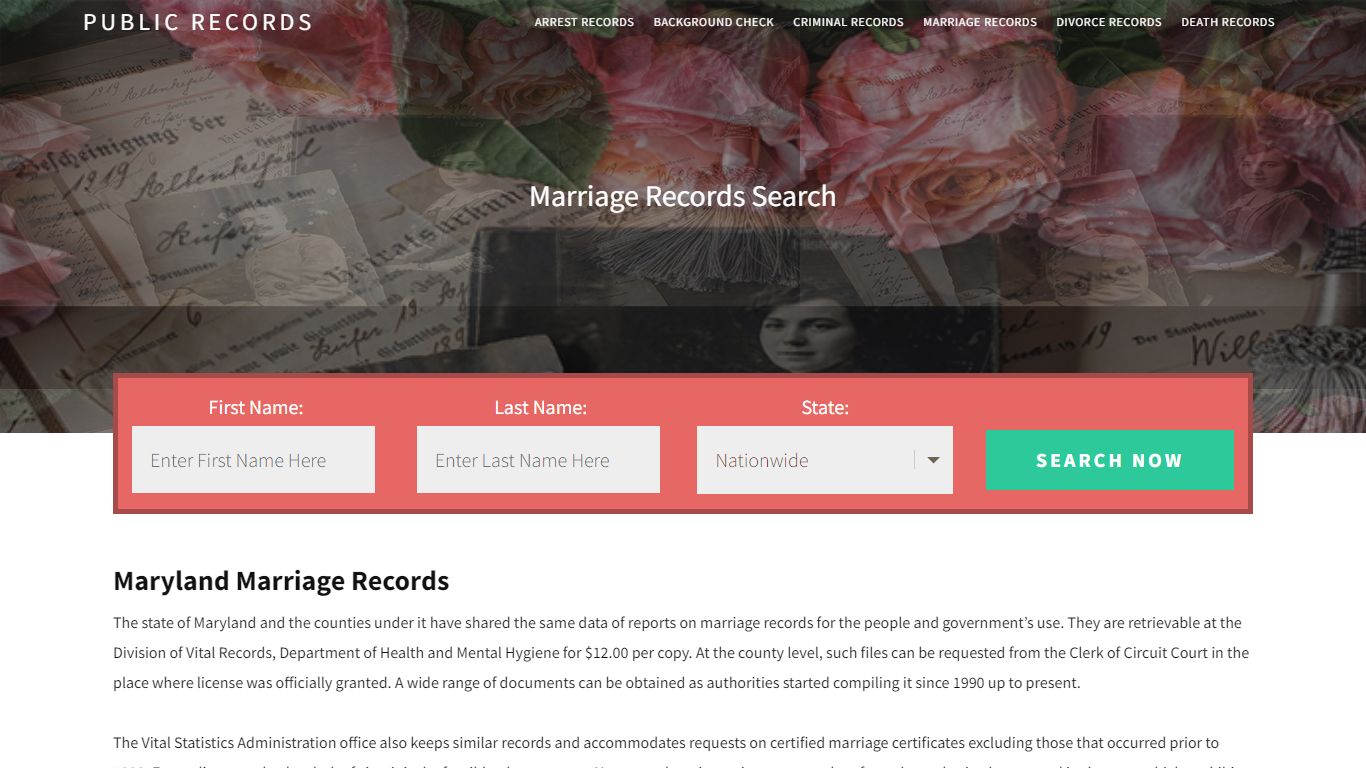 Maryland Marriage Records | Enter Name and Search. 14Days Free